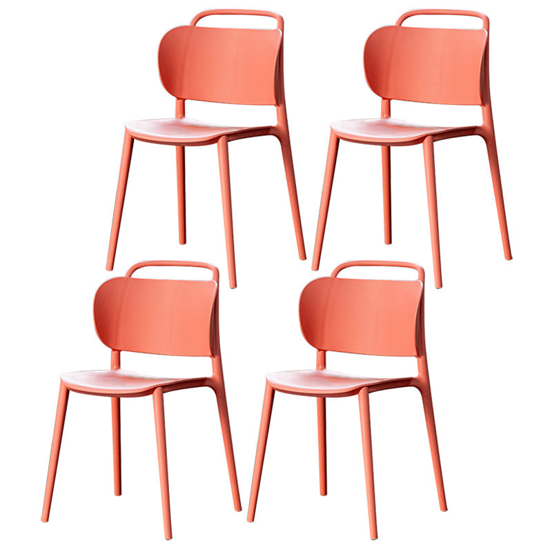 Modern Plastic Dining Chair Open Back Dining Side Armless Chair for Kitchen Orange 4 Piece Set Clearhalo ' kitchen&dining_furn' 'Dining Chairs' 'Dining Tables & Seating' 'dining_chair' 'furn' 'furn_dining_chair' 'Furniture' 'furniture_dining_chair' 'Kitchen & Dining Furniture' 'kitchen' 3825237