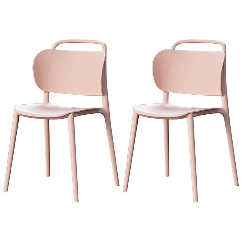 Modern Plastic Dining Chair Open Back Dining Side Armless Chair for Kitchen Light Pink 2 Piece Set Clearhalo ' kitchen&dining_furn' 'Dining Chairs' 'Dining Tables & Seating' 'dining_chair' 'furn' 'furn_dining_chair' 'Furniture' 'furniture_dining_chair' 'Kitchen & Dining Furniture' 'kitchen' 3825241