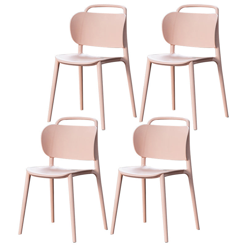 Modern Plastic Dining Chair Open Back Dining Side Armless Chair for Kitchen Light Pink 4 Piece Set Clearhalo ' kitchen&dining_furn' 'Dining Chairs' 'Dining Tables & Seating' 'dining_chair' 'furn' 'furn_dining_chair' 'Furniture' 'furniture_dining_chair' 'Kitchen & Dining Furniture' 'kitchen' 3825242