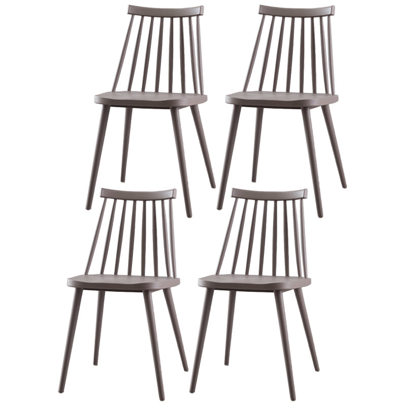 Contemporary Plastic Dining Chair Slat Back Side Armless Chair for Kitchen Grey 4 Piece Set Clearhalo ' kitchen&dining_furn' 'Dining Chairs' 'Dining Tables & Seating' 'dining_chair' 'furn' 'furn_dining_chair' 'Furniture' 'furniture_dining_chair' 'Kitchen & Dining Furniture' 'kitchen' 3825247