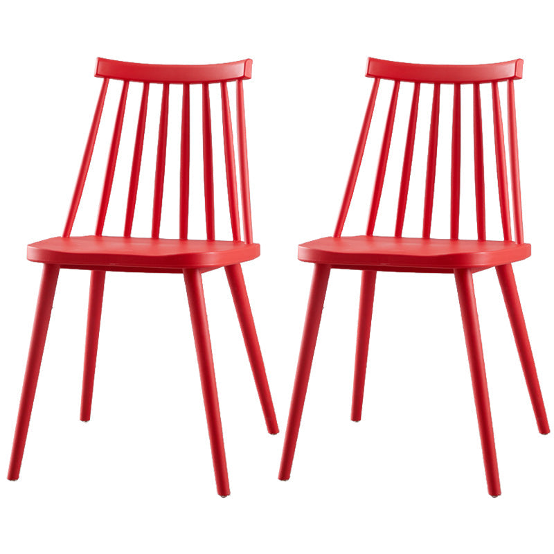 Contemporary Plastic Dining Chair Slat Back Side Armless Chair for Kitchen Red 2 Piece Set Clearhalo ' kitchen&dining_furn' 'Dining Chairs' 'Dining Tables & Seating' 'dining_chair' 'furn' 'furn_dining_chair' 'Furniture' 'furniture_dining_chair' 'Kitchen & Dining Furniture' 'kitchen' 3825251