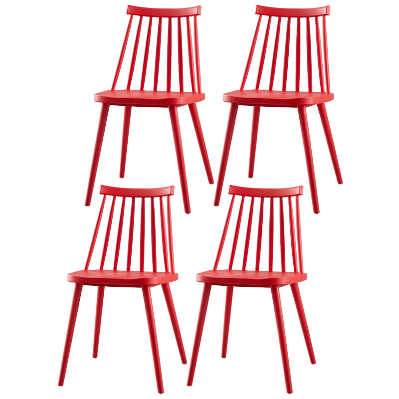Contemporary Plastic Dining Chair Slat Back Side Armless Chair for Kitchen Red 4 Piece Set Clearhalo ' kitchen&dining_furn' 'Dining Chairs' 'Dining Tables & Seating' 'dining_chair' 'furn' 'furn_dining_chair' 'Furniture' 'furniture_dining_chair' 'Kitchen & Dining Furniture' 'kitchen' 3825254