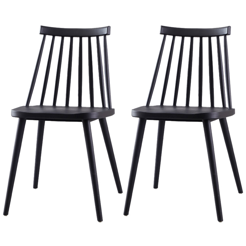 Contemporary Plastic Dining Chair Slat Back Side Armless Chair for Kitchen Black 2 Piece Set Clearhalo ' kitchen&dining_furn' 'Dining Chairs' 'Dining Tables & Seating' 'dining_chair' 'furn' 'furn_dining_chair' 'Furniture' 'furniture_dining_chair' 'Kitchen & Dining Furniture' 'kitchen' 3825258