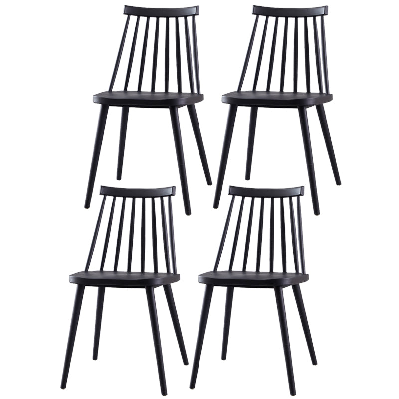 Contemporary Plastic Dining Chair Slat Back Side Armless Chair for Kitchen Black 4 Piece Set Clearhalo ' kitchen&dining_furn' 'Dining Chairs' 'Dining Tables & Seating' 'dining_chair' 'furn' 'furn_dining_chair' 'Furniture' 'furniture_dining_chair' 'Kitchen & Dining Furniture' 'kitchen' 3825260