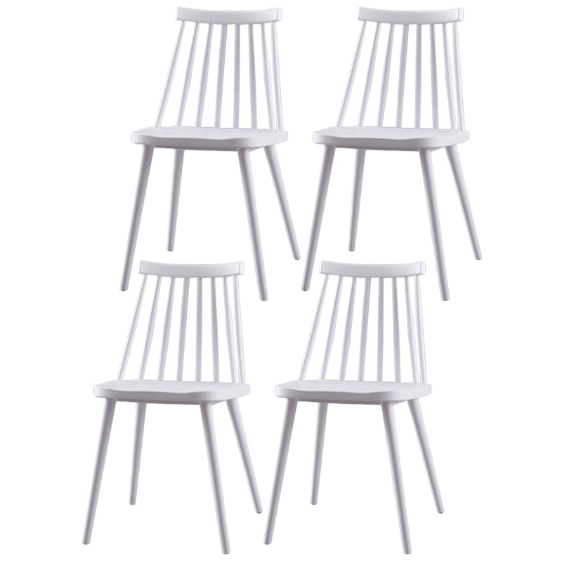 Contemporary Plastic Dining Chair Slat Back Side Armless Chair for Kitchen White 4 Piece Set Clearhalo ' kitchen&dining_furn' 'Dining Chairs' 'Dining Tables & Seating' 'dining_chair' 'furn' 'furn_dining_chair' 'Furniture' 'furniture_dining_chair' 'Kitchen & Dining Furniture' 'kitchen' 3825264