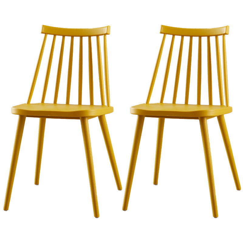 Contemporary Plastic Dining Chair Slat Back Side Armless Chair for Kitchen Yellow 2 Piece Set Clearhalo ' kitchen&dining_furn' 'Dining Chairs' 'Dining Tables & Seating' 'dining_chair' 'furn' 'furn_dining_chair' 'Furniture' 'furniture_dining_chair' 'Kitchen & Dining Furniture' 'kitchen' 3825266