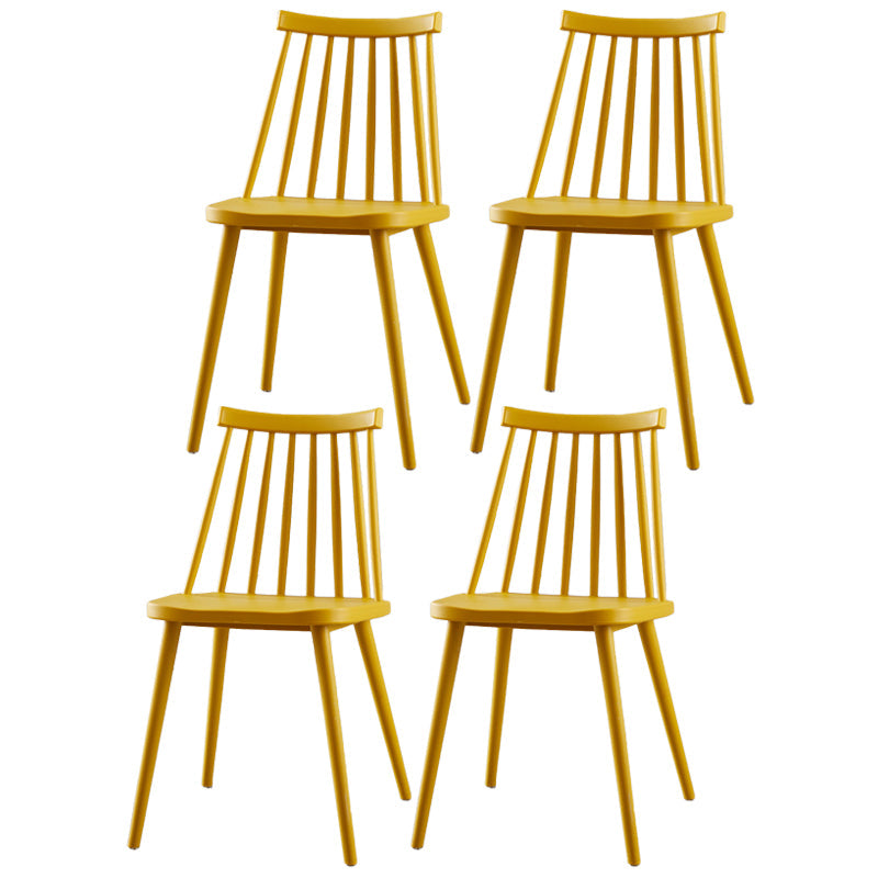 Contemporary Plastic Dining Chair Slat Back Side Armless Chair for Kitchen Yellow 4 Piece Set Clearhalo ' kitchen&dining_furn' 'Dining Chairs' 'Dining Tables & Seating' 'dining_chair' 'furn' 'furn_dining_chair' 'Furniture' 'furniture_dining_chair' 'Kitchen & Dining Furniture' 'kitchen' 3825267