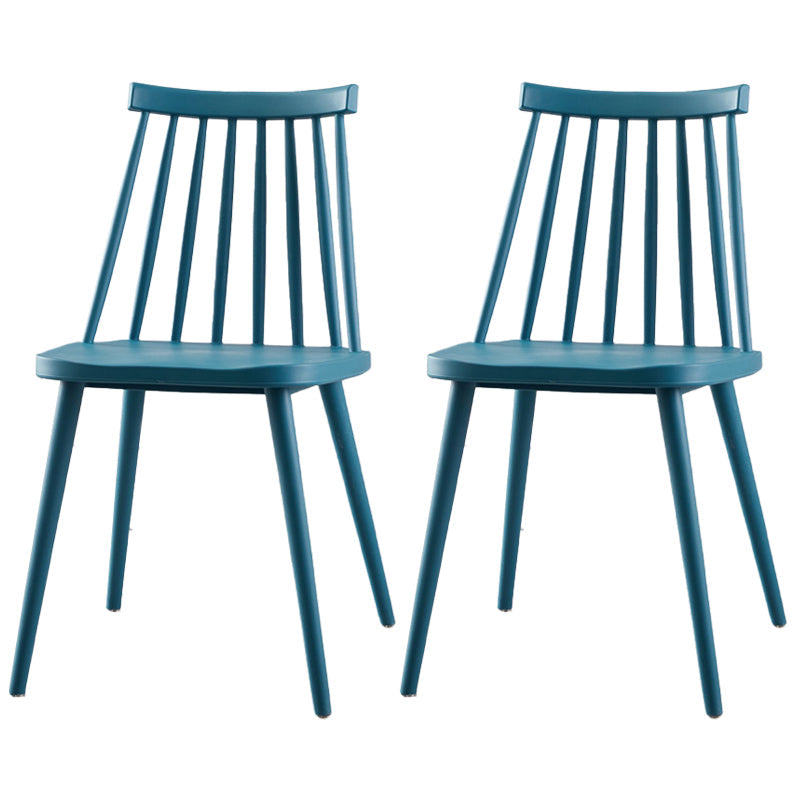 Contemporary Plastic Dining Chair Slat Back Side Armless Chair for Kitchen Dark Blue 2 Piece Set Clearhalo ' kitchen&dining_furn' 'Dining Chairs' 'Dining Tables & Seating' 'dining_chair' 'furn' 'furn_dining_chair' 'Furniture' 'furniture_dining_chair' 'Kitchen & Dining Furniture' 'kitchen' 3825269