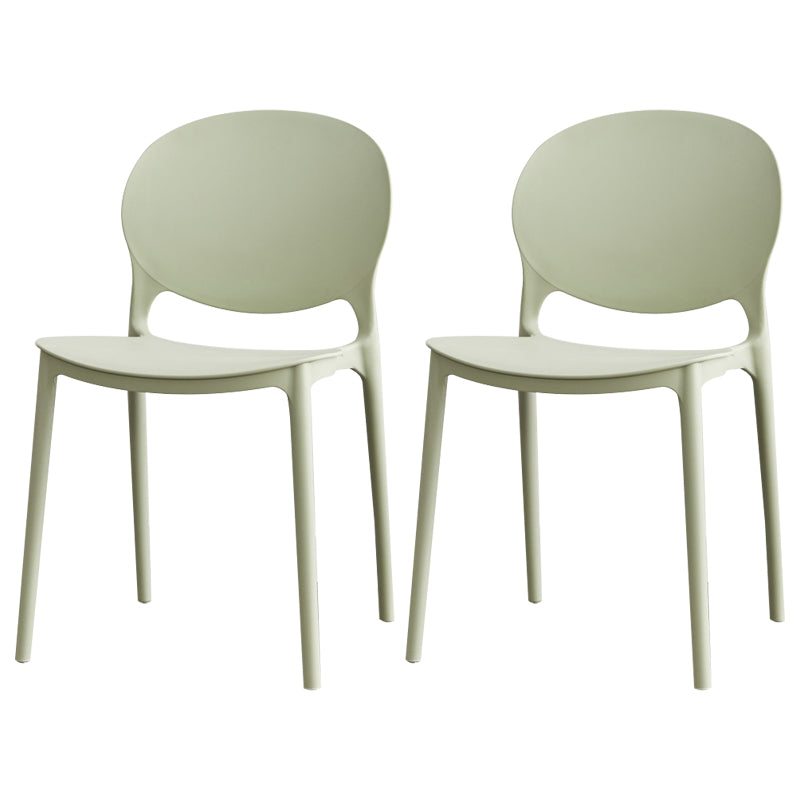 Contemporary Plastic Dining Chair Open Back Dining Side Armless Chair for Kitchen Green 2 Piece Set Clearhalo ' kitchen&dining_furn' 'Dining Chairs' 'Dining Tables & Seating' 'dining_chair' 'furn' 'furn_dining_chair' 'Furniture' 'furniture_dining_chair' 'Kitchen & Dining Furniture' 'kitchen' 3825274