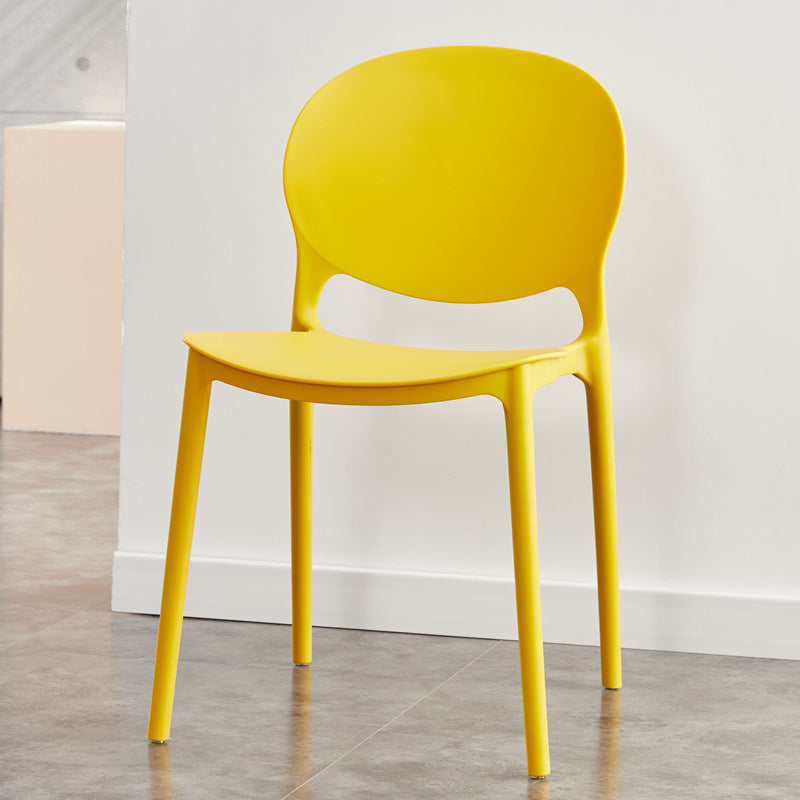 Contemporary Plastic Dining Chair Open Back Dining Side Armless Chair for Kitchen Yellow 1 Piece Clearhalo ' kitchen&dining_furn' 'Dining Chairs' 'Dining Tables & Seating' 'dining_chair' 'furn' 'furn_dining_chair' 'Furniture' 'furniture_dining_chair' 'Kitchen & Dining Furniture' 'kitchen' 3825277