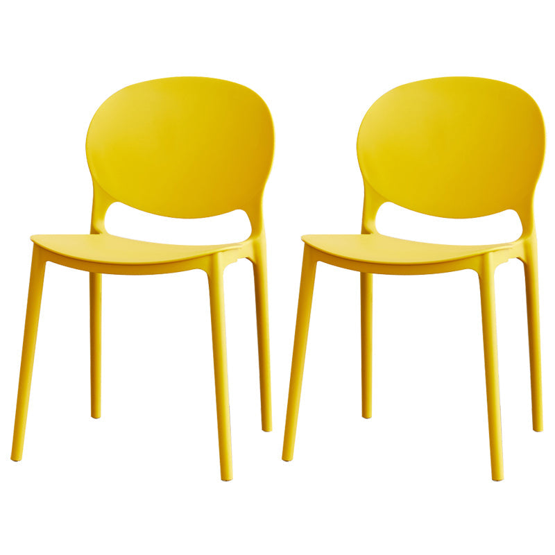 Contemporary Plastic Dining Chair Open Back Dining Side Armless Chair for Kitchen Yellow 2 Piece Set Clearhalo ' kitchen&dining_furn' 'Dining Chairs' 'Dining Tables & Seating' 'dining_chair' 'furn' 'furn_dining_chair' 'Furniture' 'furniture_dining_chair' 'Kitchen & Dining Furniture' 'kitchen' 3825280
