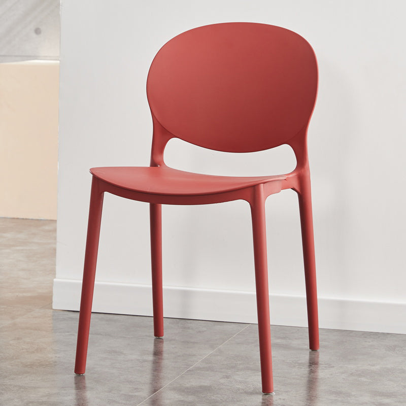 Contemporary Plastic Dining Chair Open Back Dining Side Armless Chair for Kitchen Crimson 1 Piece Clearhalo ' kitchen&dining_furn' 'Dining Chairs' 'Dining Tables & Seating' 'dining_chair' 'furn' 'furn_dining_chair' 'Furniture' 'furniture_dining_chair' 'Kitchen & Dining Furniture' 'kitchen' 3825284