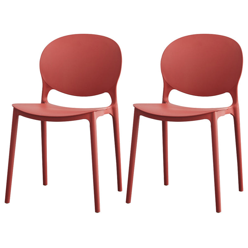 Contemporary Plastic Dining Chair Open Back Dining Side Armless Chair for Kitchen Crimson 2 Piece Set Clearhalo ' kitchen&dining_furn' 'Dining Chairs' 'Dining Tables & Seating' 'dining_chair' 'furn' 'furn_dining_chair' 'Furniture' 'furniture_dining_chair' 'Kitchen & Dining Furniture' 'kitchen' 3825286