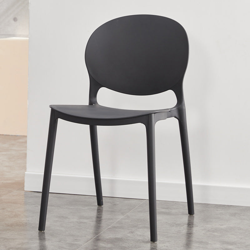Contemporary Plastic Dining Chair Open Back Dining Side Armless Chair for Kitchen Black 1 Piece Clearhalo ' kitchen&dining_furn' 'Dining Chairs' 'Dining Tables & Seating' 'dining_chair' 'furn' 'furn_dining_chair' 'Furniture' 'furniture_dining_chair' 'Kitchen & Dining Furniture' 'kitchen' 3825290