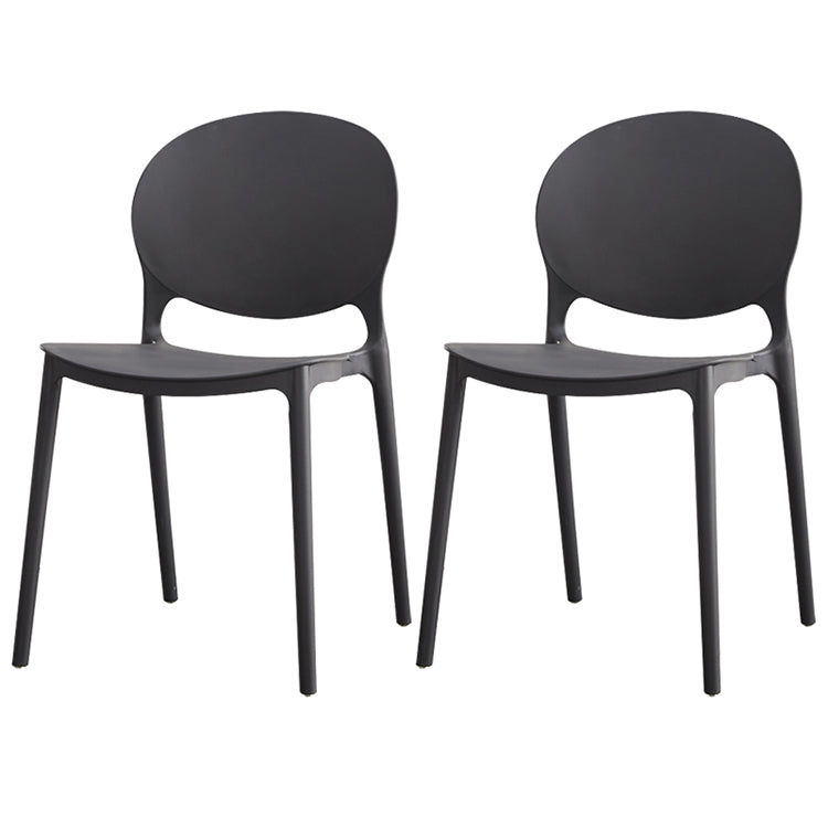 Contemporary Plastic Dining Chair Open Back Dining Side Armless Chair for Kitchen Black 2 Piece Set Clearhalo ' kitchen&dining_furn' 'Dining Chairs' 'Dining Tables & Seating' 'dining_chair' 'furn' 'furn_dining_chair' 'Furniture' 'furniture_dining_chair' 'Kitchen & Dining Furniture' 'kitchen' 3825292