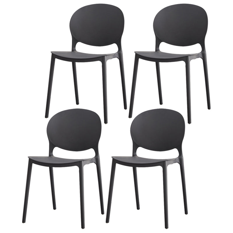 Contemporary Plastic Dining Chair Open Back Dining Side Armless Chair for Kitchen Black 4 Piece Set Clearhalo ' kitchen&dining_furn' 'Dining Chairs' 'Dining Tables & Seating' 'dining_chair' 'furn' 'furn_dining_chair' 'Furniture' 'furniture_dining_chair' 'Kitchen & Dining Furniture' 'kitchen' 3825294