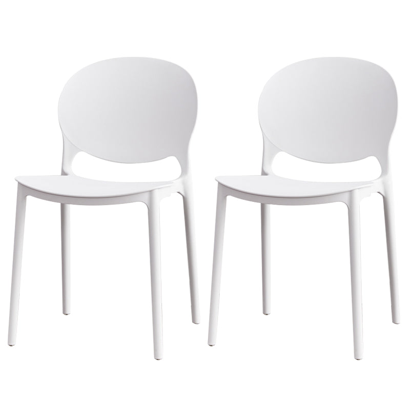 Contemporary Plastic Dining Chair Open Back Dining Side Armless Chair for Kitchen White 2 Piece Set Clearhalo ' kitchen&dining_furn' 'Dining Chairs' 'Dining Tables & Seating' 'dining_chair' 'furn' 'furn_dining_chair' 'Furniture' 'furniture_dining_chair' 'Kitchen & Dining Furniture' 'kitchen' 3825297