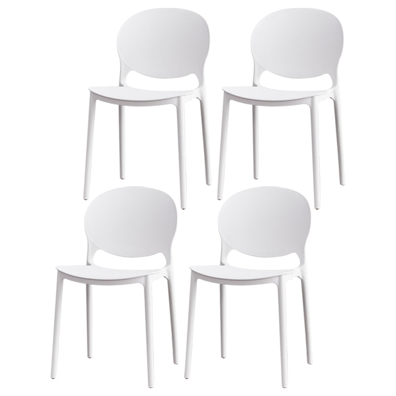 Contemporary Plastic Dining Chair Open Back Dining Side Armless Chair for Kitchen White 4 Piece Set Clearhalo ' kitchen&dining_furn' 'Dining Chairs' 'Dining Tables & Seating' 'dining_chair' 'furn' 'furn_dining_chair' 'Furniture' 'furniture_dining_chair' 'Kitchen & Dining Furniture' 'kitchen' 3825298