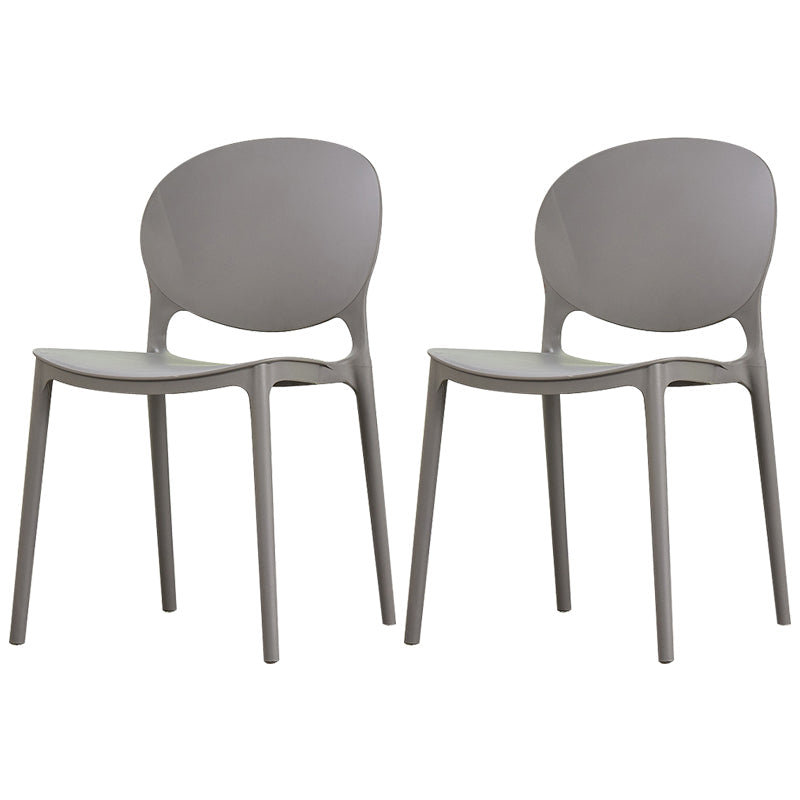 Contemporary Plastic Dining Chair Open Back Dining Side Armless Chair for Kitchen Grey 2 Piece Set Clearhalo ' kitchen&dining_furn' 'Dining Chairs' 'Dining Tables & Seating' 'dining_chair' 'furn' 'furn_dining_chair' 'Furniture' 'furniture_dining_chair' 'Kitchen & Dining Furniture' 'kitchen' 3825303