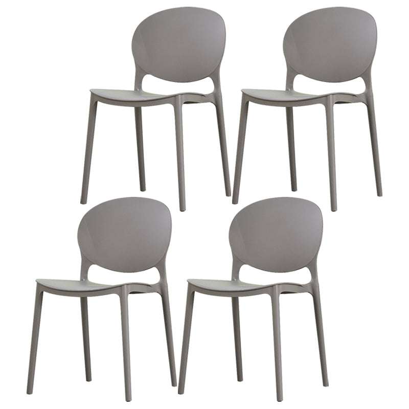 Contemporary Plastic Dining Chair Open Back Dining Side Armless Chair for Kitchen Grey 4 Piece Set Clearhalo ' kitchen&dining_furn' 'Dining Chairs' 'Dining Tables & Seating' 'dining_chair' 'furn' 'furn_dining_chair' 'Furniture' 'furniture_dining_chair' 'Kitchen & Dining Furniture' 'kitchen' 3825304
