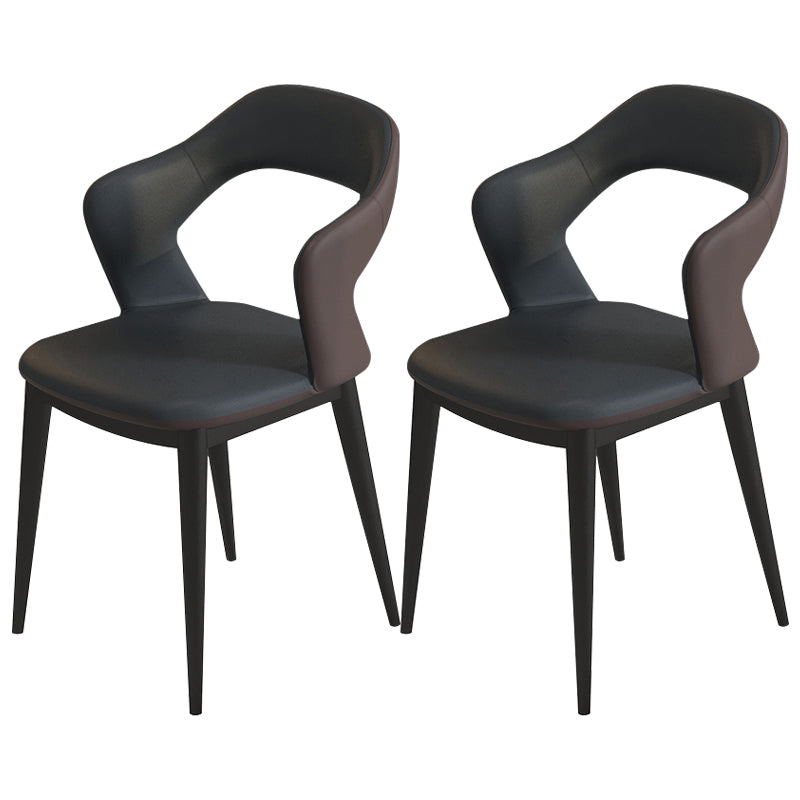 Contemporary Metal Dining Room Armchairs PU Leather Dining Chairs for Home Use Black 2 Piece Set Clearhalo ' kitchen&dining_furn' 'Dining Chairs' 'Dining Tables & Seating' 'dining_chair' 'furn' 'furn_dining_chair' 'Furniture' 'furniture_dining_chair' 'Kitchen & Dining Furniture' 'kitchen' 3825349