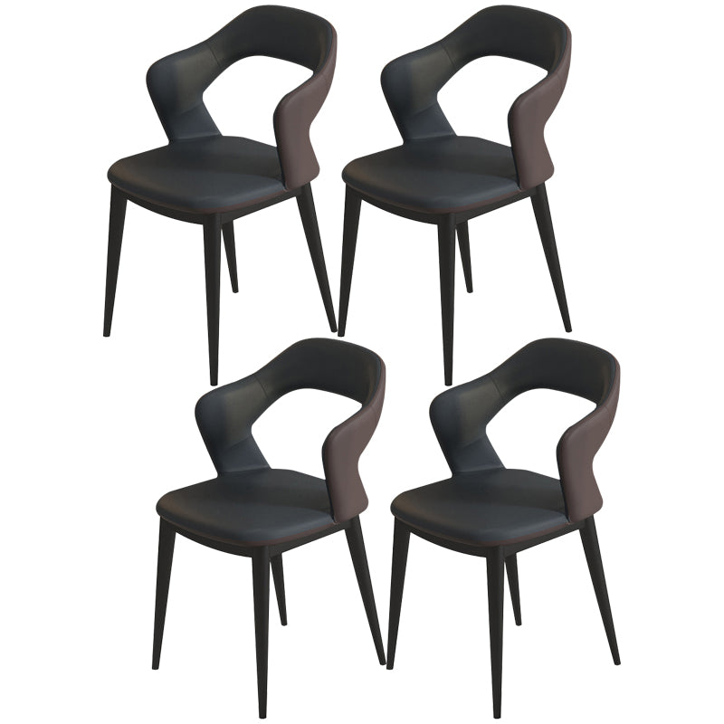 Contemporary Metal Dining Room Armchairs PU Leather Dining Chairs for Home Use Black 4 Piece Set Clearhalo ' kitchen&dining_furn' 'Dining Chairs' 'Dining Tables & Seating' 'dining_chair' 'furn' 'furn_dining_chair' 'Furniture' 'furniture_dining_chair' 'Kitchen & Dining Furniture' 'kitchen' 3825350