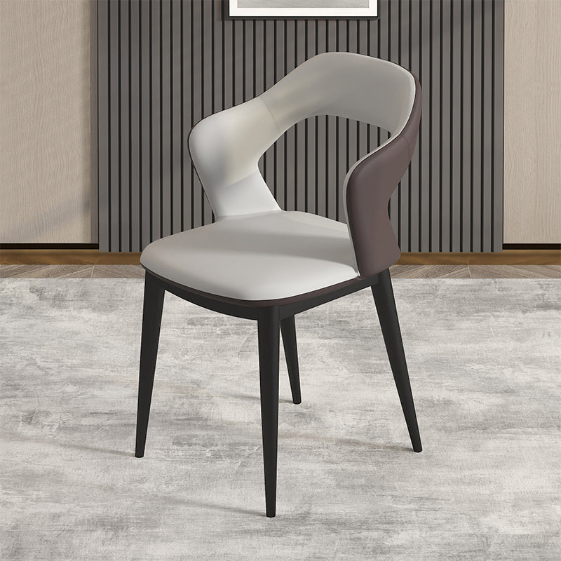 Contemporary Metal Dining Room Armchairs PU Leather Dining Chairs for Home Use Gray-White 1 Piece Clearhalo ' kitchen&dining_furn' 'Dining Chairs' 'Dining Tables & Seating' 'dining_chair' 'furn' 'furn_dining_chair' 'Furniture' 'furniture_dining_chair' 'Kitchen & Dining Furniture' 'kitchen' 3825352