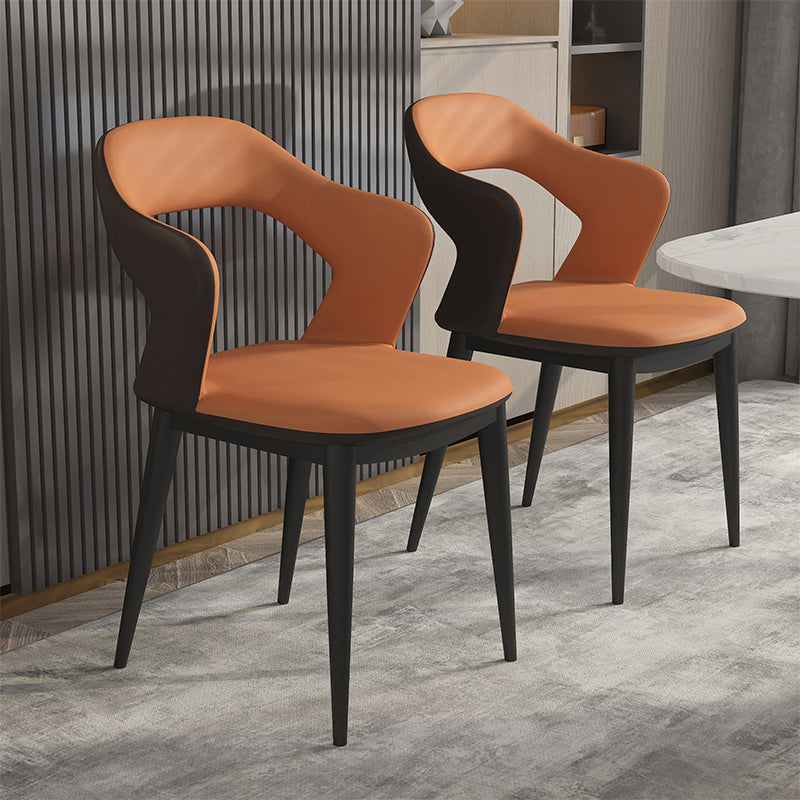 Contemporary Metal Dining Room Armchairs PU Leather Dining Chairs for Home Use Clearhalo ' kitchen&dining_furn' 'Dining Chairs' 'Dining Tables & Seating' 'dining_chair' 'furn' 'furn_dining_chair' 'Furniture' 'furniture_dining_chair' 'Kitchen & Dining Furniture' 'kitchen' 3825353