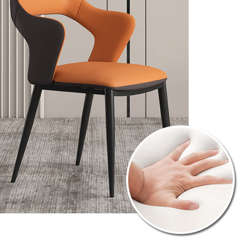 Contemporary Metal Dining Room Armchairs PU Leather Dining Chairs for Home Use Clearhalo ' kitchen&dining_furn' 'Dining Chairs' 'Dining Tables & Seating' 'dining_chair' 'furn' 'furn_dining_chair' 'Furniture' 'furniture_dining_chair' 'Kitchen & Dining Furniture' 'kitchen' 3825359