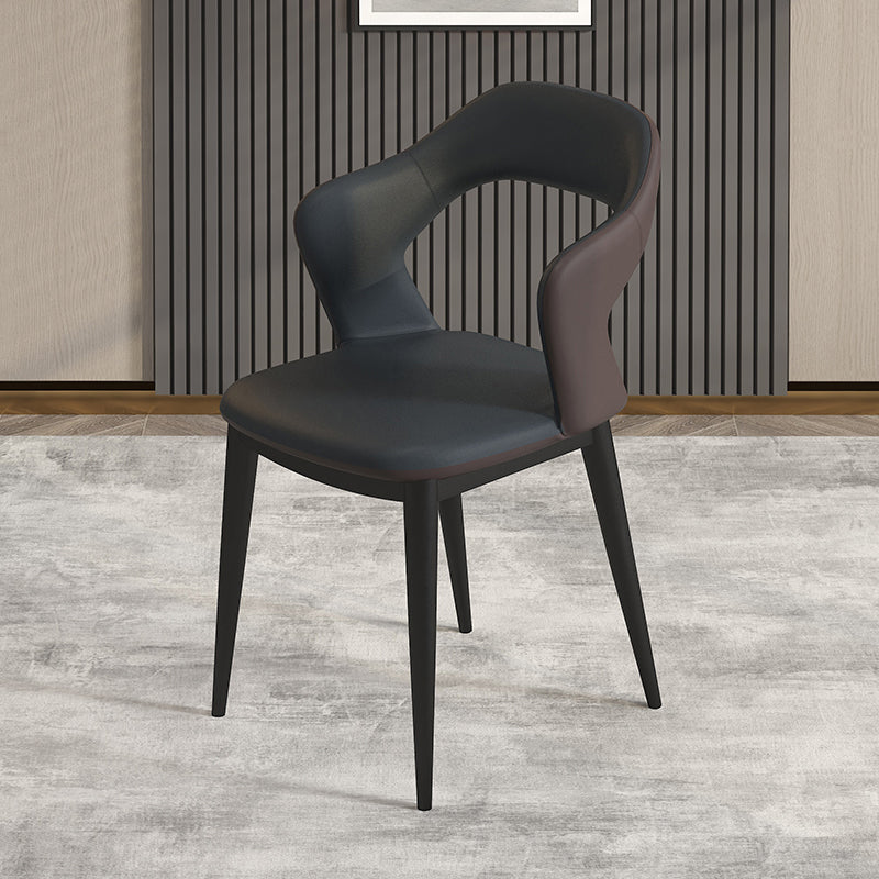 Contemporary Metal Dining Room Armchairs PU Leather Dining Chairs for Home Use Black 1 Piece Clearhalo ' kitchen&dining_furn' 'Dining Chairs' 'Dining Tables & Seating' 'dining_chair' 'furn' 'furn_dining_chair' 'Furniture' 'furniture_dining_chair' 'Kitchen & Dining Furniture' 'kitchen' 3825369