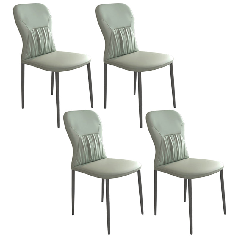 Contemporary Metal Dining Room Chairs PU Leather Dining Chairs for Home Use Light Green 4 Piece Set Clearhalo ' kitchen&dining_furn' 'Dining Chairs' 'Dining Tables & Seating' 'dining_chair' 'furn' 'furn_dining_chair' 'Furniture' 'furniture_dining_chair' 'Kitchen & Dining Furniture' 'kitchen' 3825373