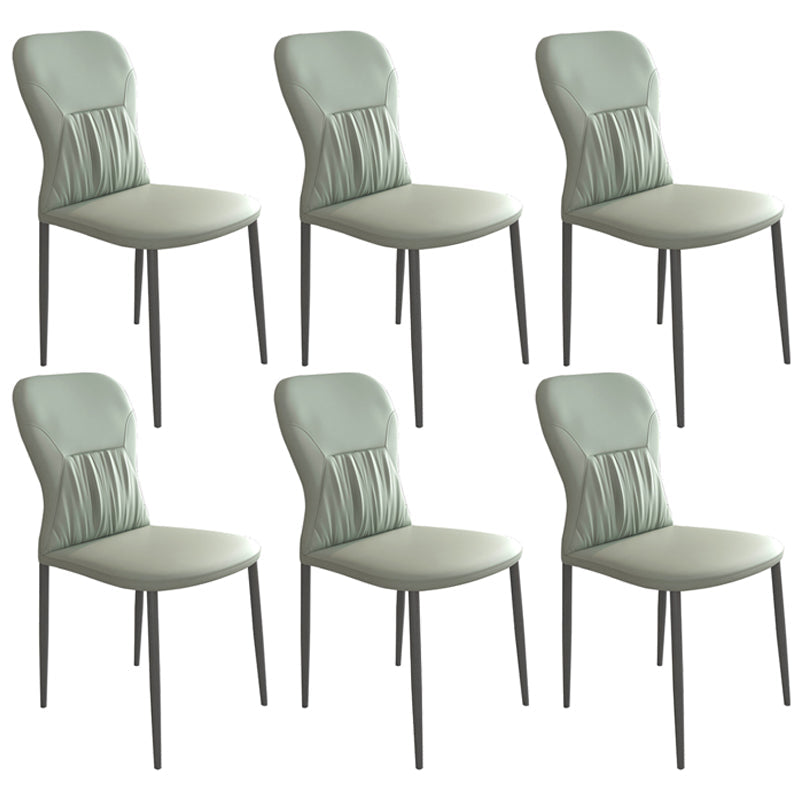 Contemporary Metal Dining Room Chairs PU Leather Dining Chairs for Home Use Light Green 6 Piece Set Clearhalo ' kitchen&dining_furn' 'Dining Chairs' 'Dining Tables & Seating' 'dining_chair' 'furn' 'furn_dining_chair' 'Furniture' 'furniture_dining_chair' 'Kitchen & Dining Furniture' 'kitchen' 3825375