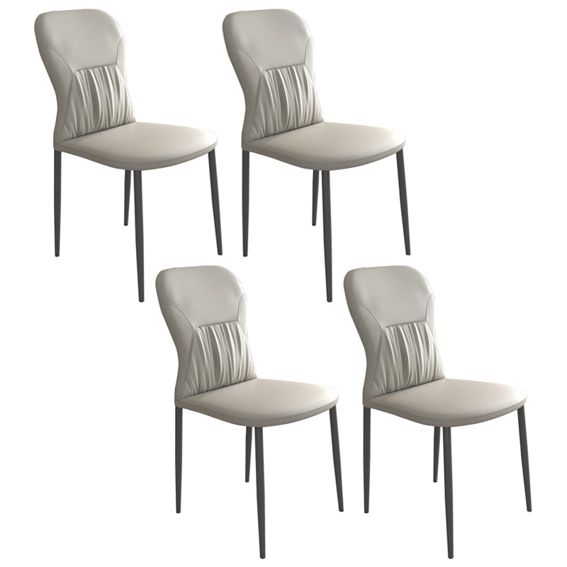 Contemporary Metal Dining Room Chairs PU Leather Dining Chairs for Home Use Khaki 4 Piece Set Clearhalo ' kitchen&dining_furn' 'Dining Chairs' 'Dining Tables & Seating' 'dining_chair' 'furn' 'furn_dining_chair' 'Furniture' 'furniture_dining_chair' 'Kitchen & Dining Furniture' 'kitchen' 3825378