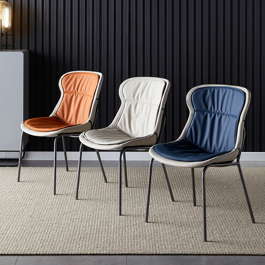 Scandinavian Style Microfiber Leather Dining Chairs Solid Back Armless Chair Clearhalo ' kitchen&dining_furn' 'Dining Chairs' 'Dining Tables & Seating' 'dining_chair' 'furn' 'furn_dining_chair' 'Furniture' 'furniture_dining_chair' 'Kitchen & Dining Furniture' 'kitchen' 3825389