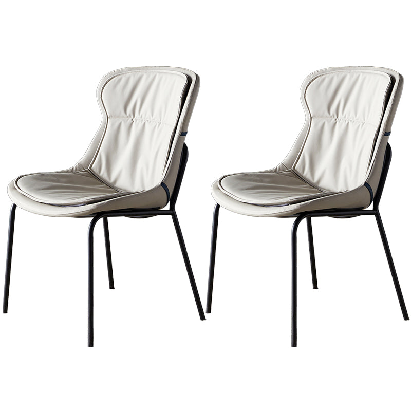 Scandinavian Style Microfiber Leather Dining Chairs Solid Back Armless Chair Light Gray 2 Piece Set Black Clearhalo ' kitchen&dining_furn' 'Dining Chairs' 'Dining Tables & Seating' 'dining_chair' 'furn' 'furn_dining_chair' 'Furniture' 'furniture_dining_chair' 'Kitchen & Dining Furniture' 'kitchen' 3825390