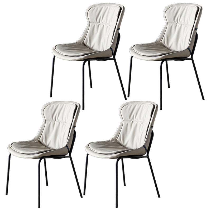 Scandinavian Style Microfiber Leather Dining Chairs Solid Back Armless Chair Light Gray 4 Piece Set Black Clearhalo ' kitchen&dining_furn' 'Dining Chairs' 'Dining Tables & Seating' 'dining_chair' 'furn' 'furn_dining_chair' 'Furniture' 'furniture_dining_chair' 'Kitchen & Dining Furniture' 'kitchen' 3825392