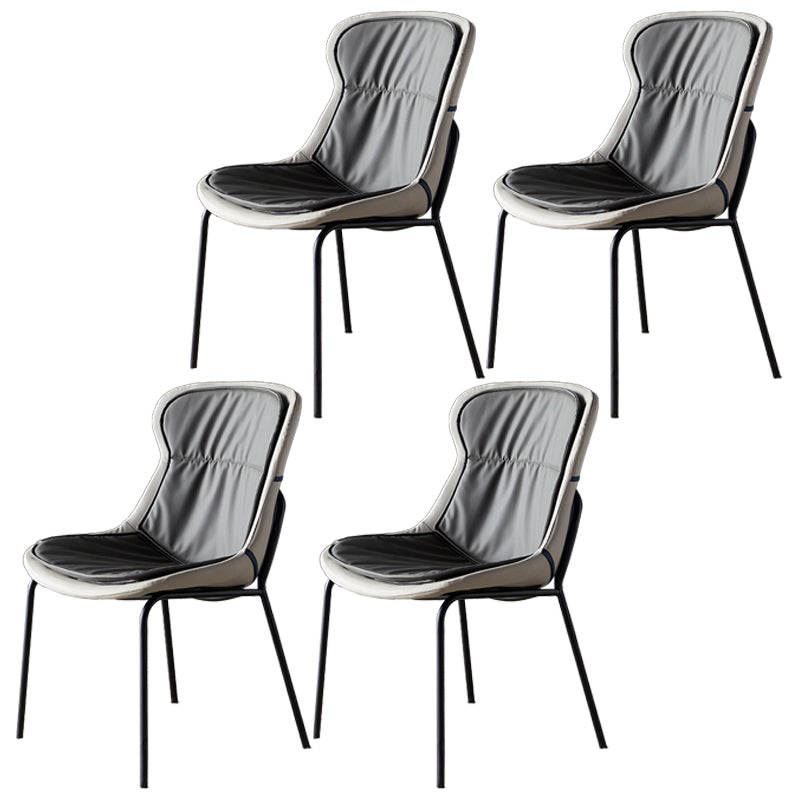 Scandinavian Style Microfiber Leather Dining Chairs Solid Back Armless Chair Dark Gray 4 Piece Set Black Clearhalo ' kitchen&dining_furn' 'Dining Chairs' 'Dining Tables & Seating' 'dining_chair' 'furn' 'furn_dining_chair' 'Furniture' 'furniture_dining_chair' 'Kitchen & Dining Furniture' 'kitchen' 3825403