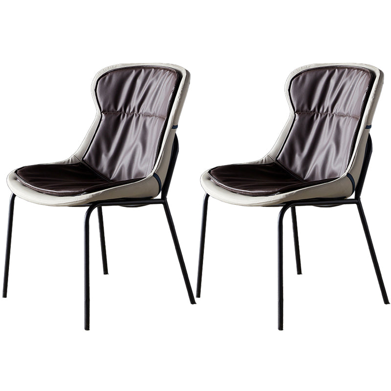 Scandinavian Style Microfiber Leather Dining Chairs Solid Back Armless Chair Dark Brown 2 Piece Set Black Clearhalo ' kitchen&dining_furn' 'Dining Chairs' 'Dining Tables & Seating' 'dining_chair' 'furn' 'furn_dining_chair' 'Furniture' 'furniture_dining_chair' 'Kitchen & Dining Furniture' 'kitchen' 3825408