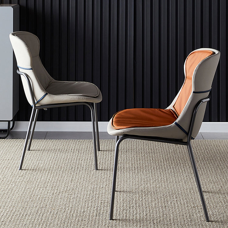 Scandinavian Style Microfiber Leather Dining Chairs Solid Back Armless Chair Clearhalo ' kitchen&dining_furn' 'Dining Chairs' 'Dining Tables & Seating' 'dining_chair' 'furn' 'furn_dining_chair' 'Furniture' 'furniture_dining_chair' 'Kitchen & Dining Furniture' 'kitchen' 3825409