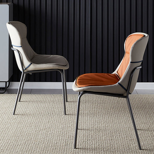 Scandinavian Style Microfiber Leather Dining Chairs Solid Back Armless Chair Clearhalo ' kitchen&dining_furn' 'Dining Chairs' 'Dining Tables & Seating' 'dining_chair' 'furn' 'furn_dining_chair' 'Furniture' 'furniture_dining_chair' 'Kitchen & Dining Furniture' 'kitchen' 3825409