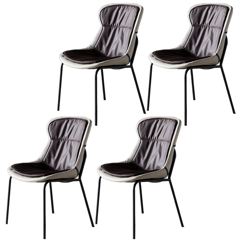 Scandinavian Style Microfiber Leather Dining Chairs Solid Back Armless Chair Dark Brown 4 Piece Set Black Clearhalo ' kitchen&dining_furn' 'Dining Chairs' 'Dining Tables & Seating' 'dining_chair' 'furn' 'furn_dining_chair' 'Furniture' 'furniture_dining_chair' 'Kitchen & Dining Furniture' 'kitchen' 3825410