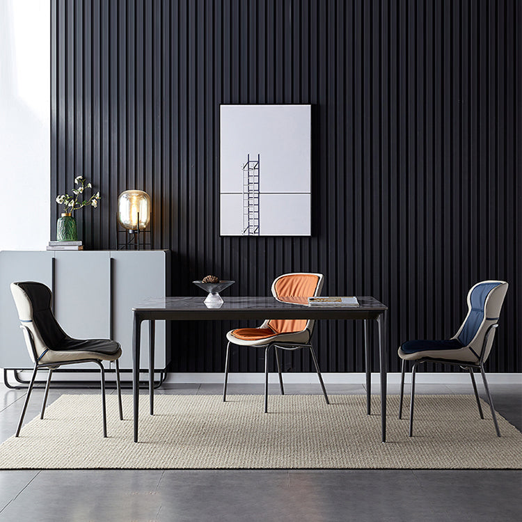 Scandinavian Style Microfiber Leather Dining Chairs Solid Back Armless Chair Clearhalo ' kitchen&dining_furn' 'Dining Chairs' 'Dining Tables & Seating' 'dining_chair' 'furn' 'furn_dining_chair' 'Furniture' 'furniture_dining_chair' 'Kitchen & Dining Furniture' 'kitchen' 3825412