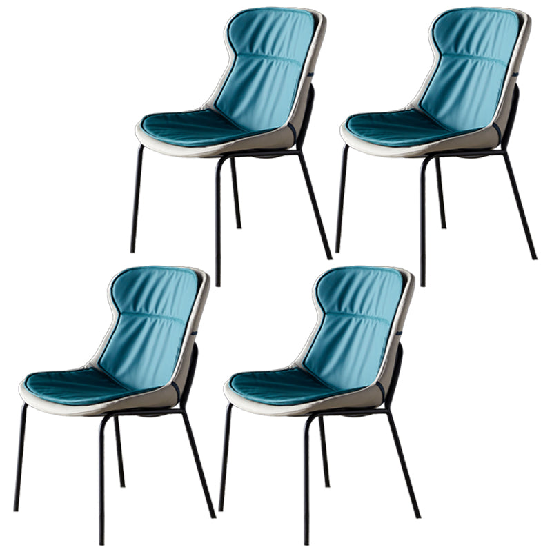 Scandinavian Style Microfiber Leather Dining Chairs Solid Back Armless Chair Green 4 Piece Set Black Clearhalo ' kitchen&dining_furn' 'Dining Chairs' 'Dining Tables & Seating' 'dining_chair' 'furn' 'furn_dining_chair' 'Furniture' 'furniture_dining_chair' 'Kitchen & Dining Furniture' 'kitchen' 3825415