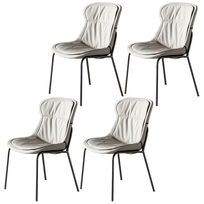 Scandinavian Style Microfiber Leather Dining Chairs Solid Back Armless Chair Light Gray 4 Piece Set Gray Clearhalo ' kitchen&dining_furn' 'Dining Chairs' 'Dining Tables & Seating' 'dining_chair' 'furn' 'furn_dining_chair' 'Furniture' 'furniture_dining_chair' 'Kitchen & Dining Furniture' 'kitchen' 3825418