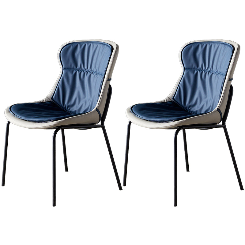 Scandinavian Style Microfiber Leather Dining Chairs Solid Back Armless Chair Blue 2 Piece Set Black Clearhalo ' kitchen&dining_furn' 'Dining Chairs' 'Dining Tables & Seating' 'dining_chair' 'furn' 'furn_dining_chair' 'Furniture' 'furniture_dining_chair' 'Kitchen & Dining Furniture' 'kitchen' 3825420