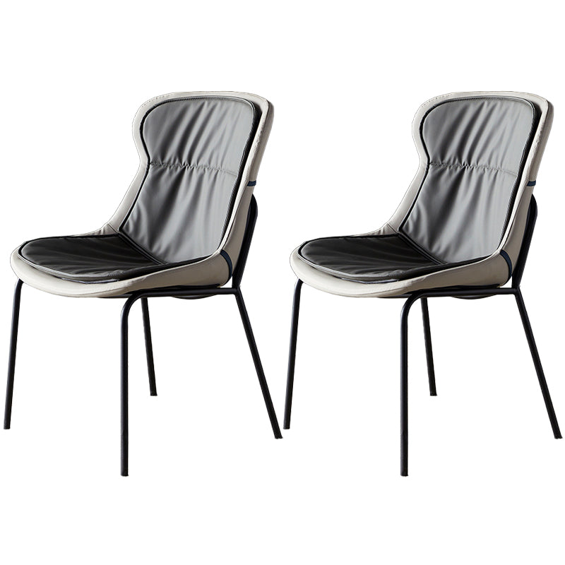Scandinavian Style Microfiber Leather Dining Chairs Solid Back Armless Chair Dark Gray 2 Piece Set Gray Clearhalo ' kitchen&dining_furn' 'Dining Chairs' 'Dining Tables & Seating' 'dining_chair' 'furn' 'furn_dining_chair' 'Furniture' 'furniture_dining_chair' 'Kitchen & Dining Furniture' 'kitchen' 3825423