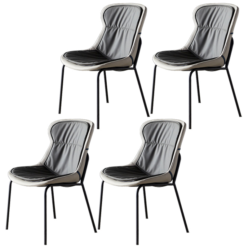Scandinavian Style Microfiber Leather Dining Chairs Solid Back Armless Chair Dark Gray 4 Piece Set Gray Clearhalo ' kitchen&dining_furn' 'Dining Chairs' 'Dining Tables & Seating' 'dining_chair' 'furn' 'furn_dining_chair' 'Furniture' 'furniture_dining_chair' 'Kitchen & Dining Furniture' 'kitchen' 3825424