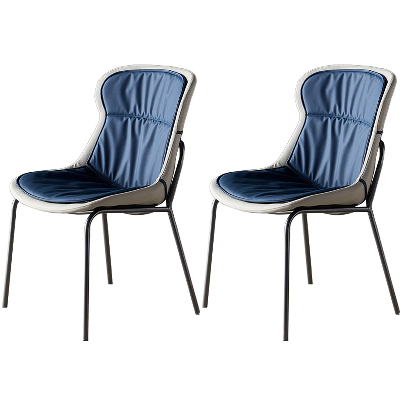 Scandinavian Style Microfiber Leather Dining Chairs Solid Back Armless Chair Blue 2 Piece Set Gray Clearhalo ' kitchen&dining_furn' 'Dining Chairs' 'Dining Tables & Seating' 'dining_chair' 'furn' 'furn_dining_chair' 'Furniture' 'furniture_dining_chair' 'Kitchen & Dining Furniture' 'kitchen' 3825426