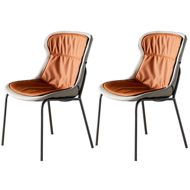 Scandinavian Style Microfiber Leather Dining Chairs Solid Back Armless Chair Orange 2 Piece Set Gray Clearhalo ' kitchen&dining_furn' 'Dining Chairs' 'Dining Tables & Seating' 'dining_chair' 'furn' 'furn_dining_chair' 'Furniture' 'furniture_dining_chair' 'Kitchen & Dining Furniture' 'kitchen' 3825432