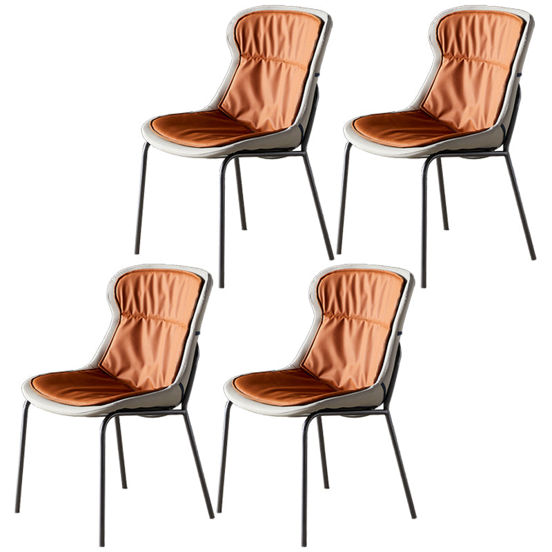 Scandinavian Style Microfiber Leather Dining Chairs Solid Back Armless Chair Orange 4 Piece Set Gray Clearhalo ' kitchen&dining_furn' 'Dining Chairs' 'Dining Tables & Seating' 'dining_chair' 'furn' 'furn_dining_chair' 'Furniture' 'furniture_dining_chair' 'Kitchen & Dining Furniture' 'kitchen' 3825433